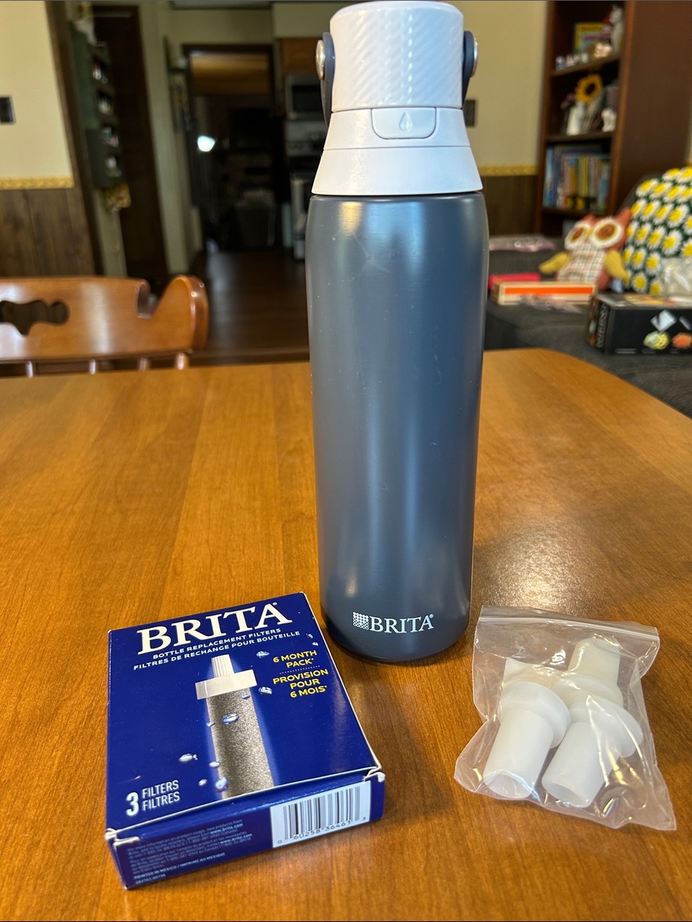 BRITA Water Filter Bottle - Slate Gray with White Lid 20 oz